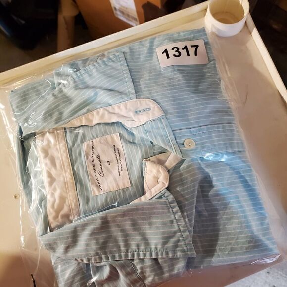 Roundtree & Yorke Shirt Mens Large Tall Blue Casuals Button Up - Picture 8 of 8